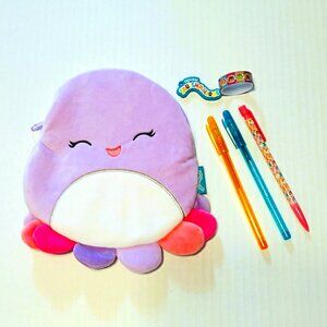 Squishmallows Zipper Pouch Beula The Octopus Make Up Pencil Case with Pens Tape